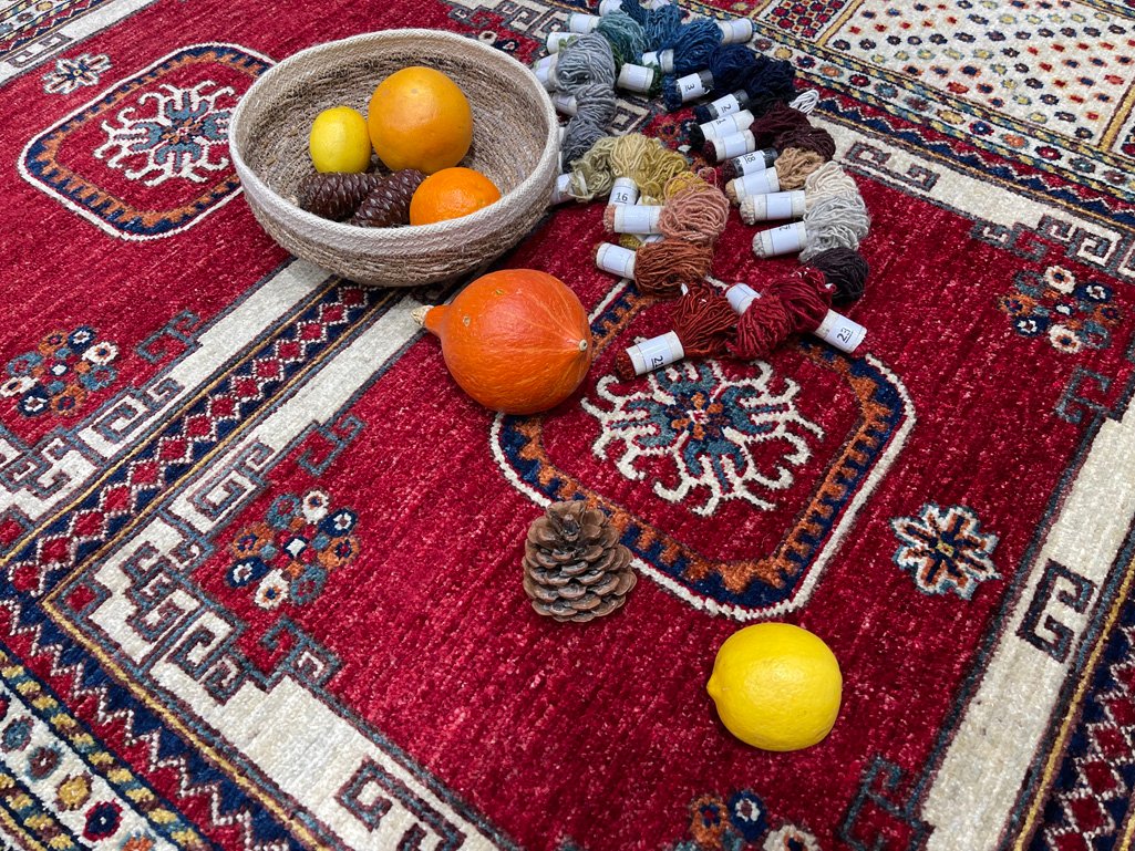 El Dokuma Afgan Kabile Kırmızı Yün Halı (150x250 cm) - Görsel 2