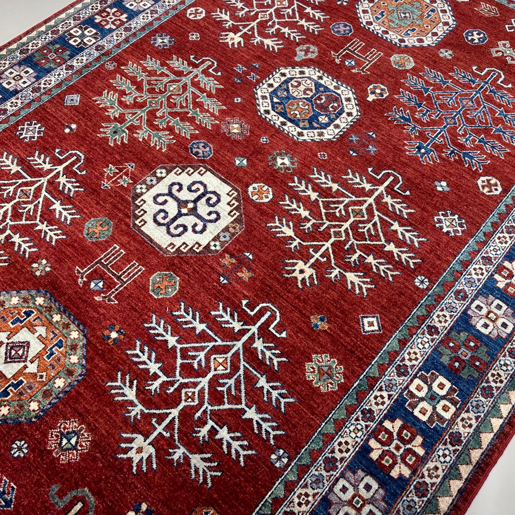 El Dokuma Bordo Afgan Kabile Yün Halı (180x270 cm) - Görsel 4