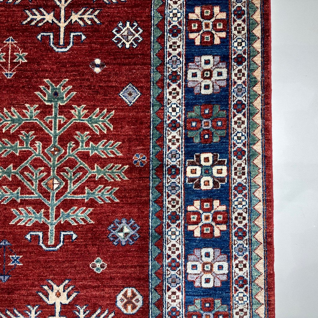 El Dokuma Bordo Afgan Kabile Yün Halı (180x270 cm) - Görsel 2
