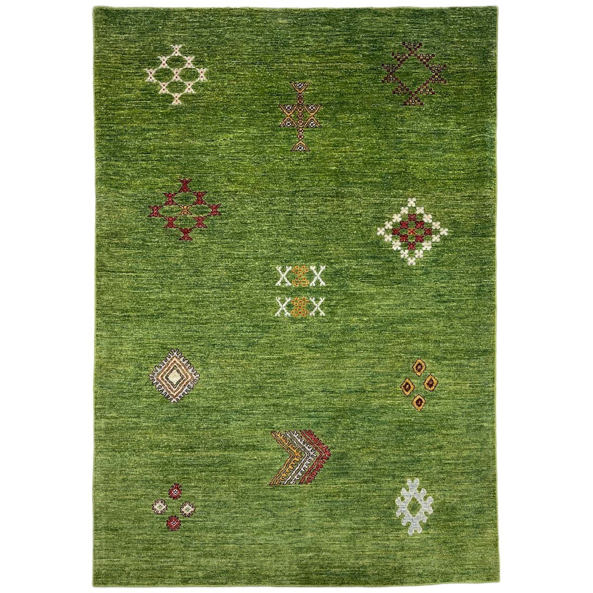 El Dokuma Yeşil Modern Afgan Yün Halı (160x235 cm)