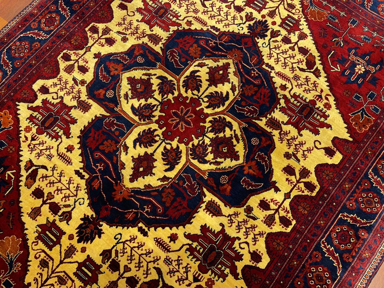 El Dokuma Madalyon Afgan Bilicik Yün Halı (150x190 cm) - Görsel 3