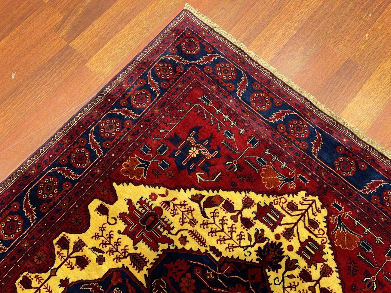 El Dokuma Madalyon Afgan Bilicik Yün Halı (150x190 cm) - Görsel 4
