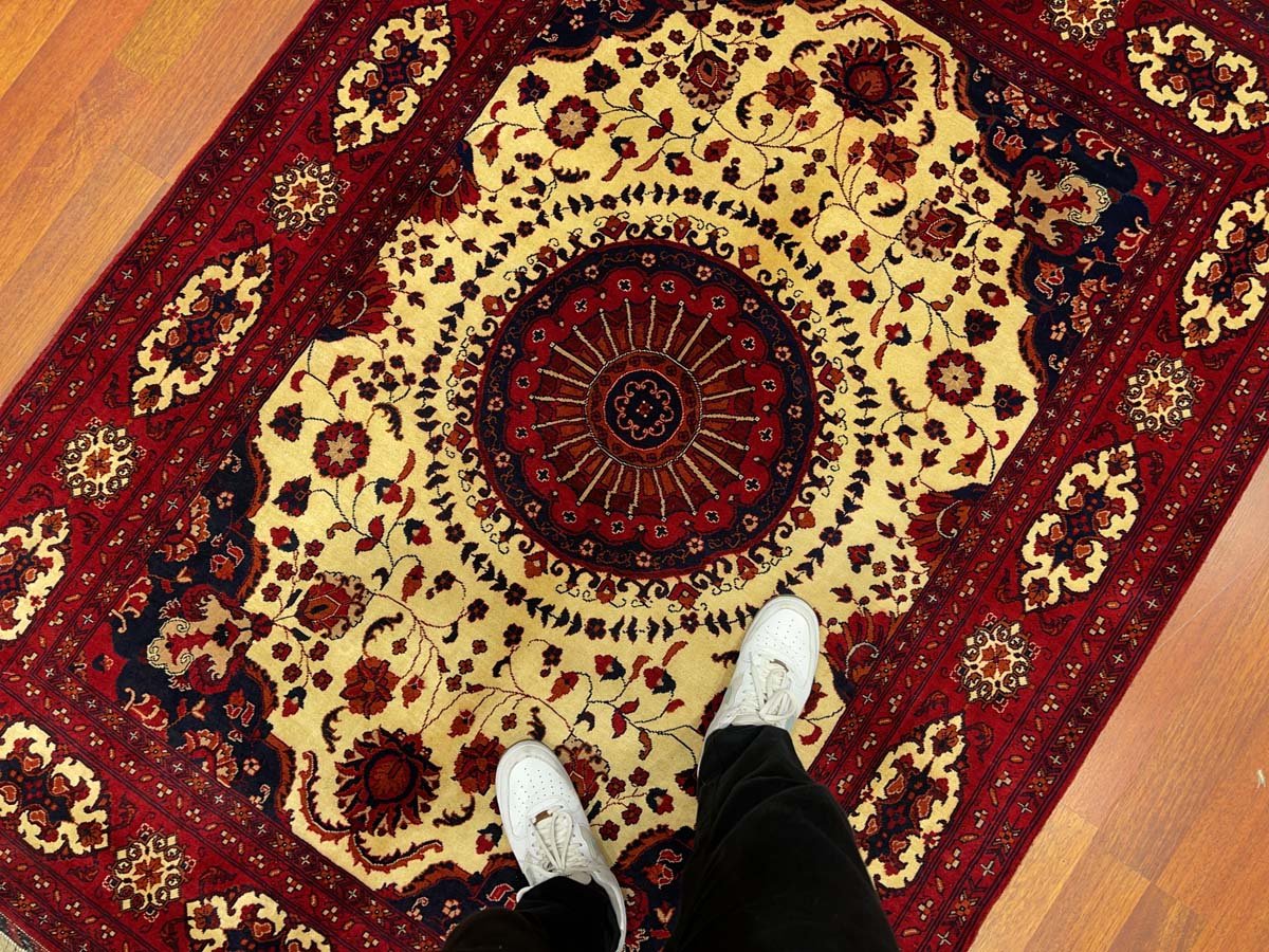 El Dokuma Madalyon Afgan Bilicik Yün Halı (155x215 cm) - Görsel 5