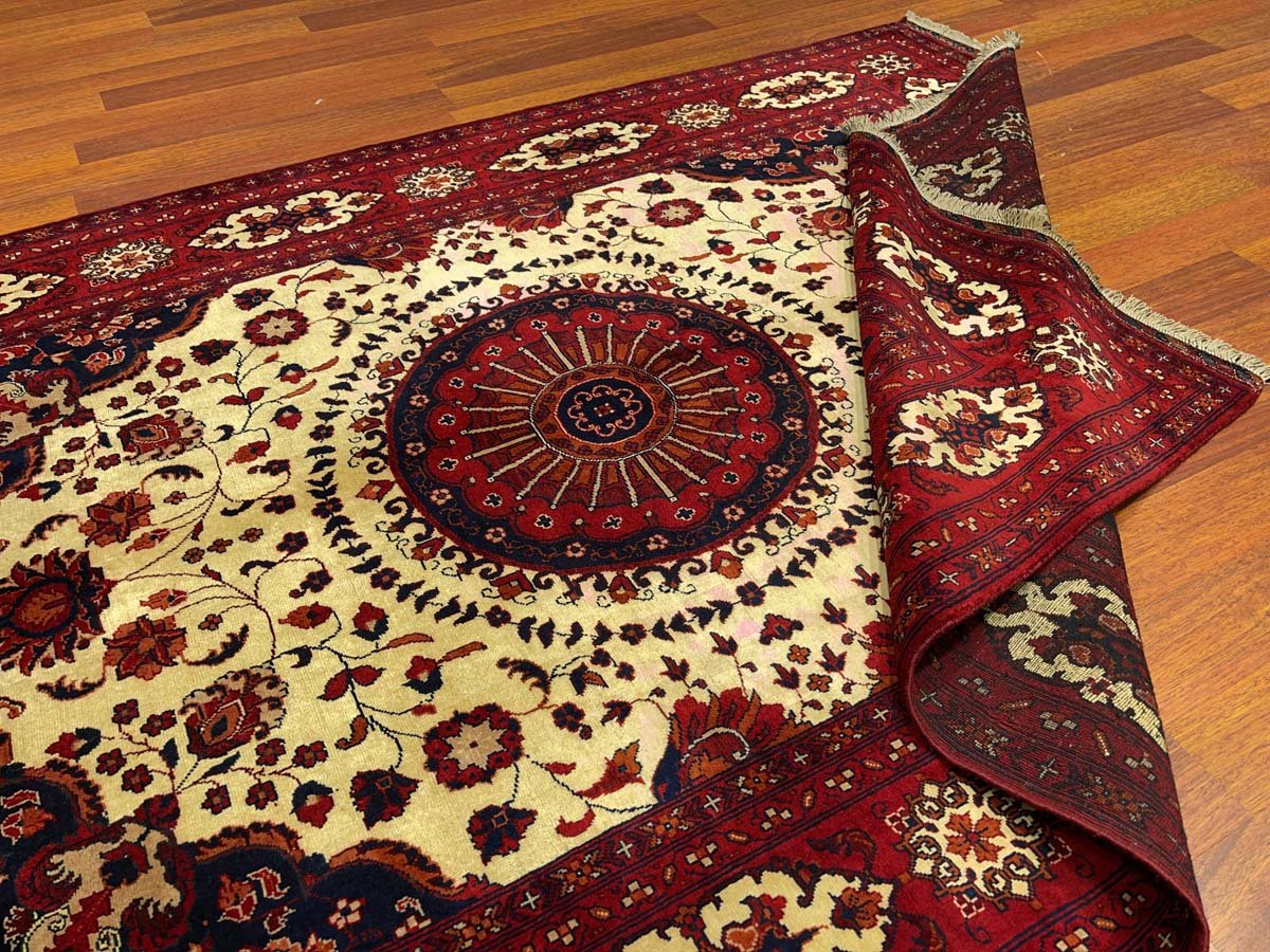 El Dokuma Madalyon Afgan Bilicik Yün Halı (155x215 cm) - Görsel 6