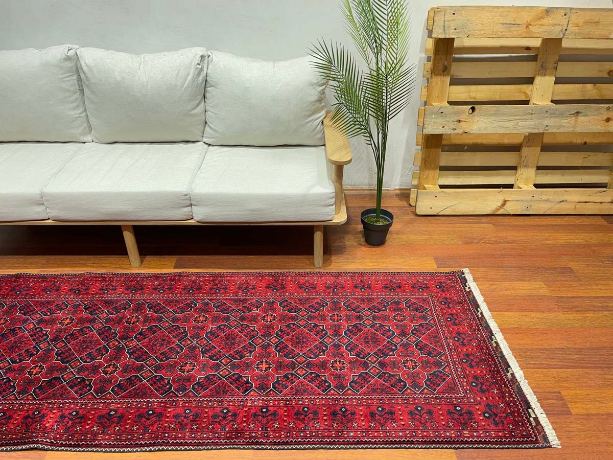 El Dokuma Afgan Bilicik İnce Dokuma Yün Yolluk Halı (85x290 cm) - Görsel 7