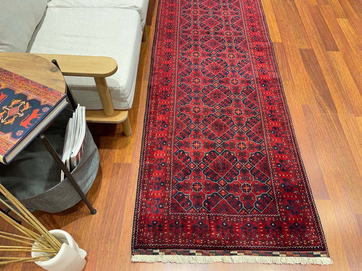 El Dokuma Afgan Bilicik İnce Dokuma Yün Yolluk Halı (85x290 cm) - Görsel 3