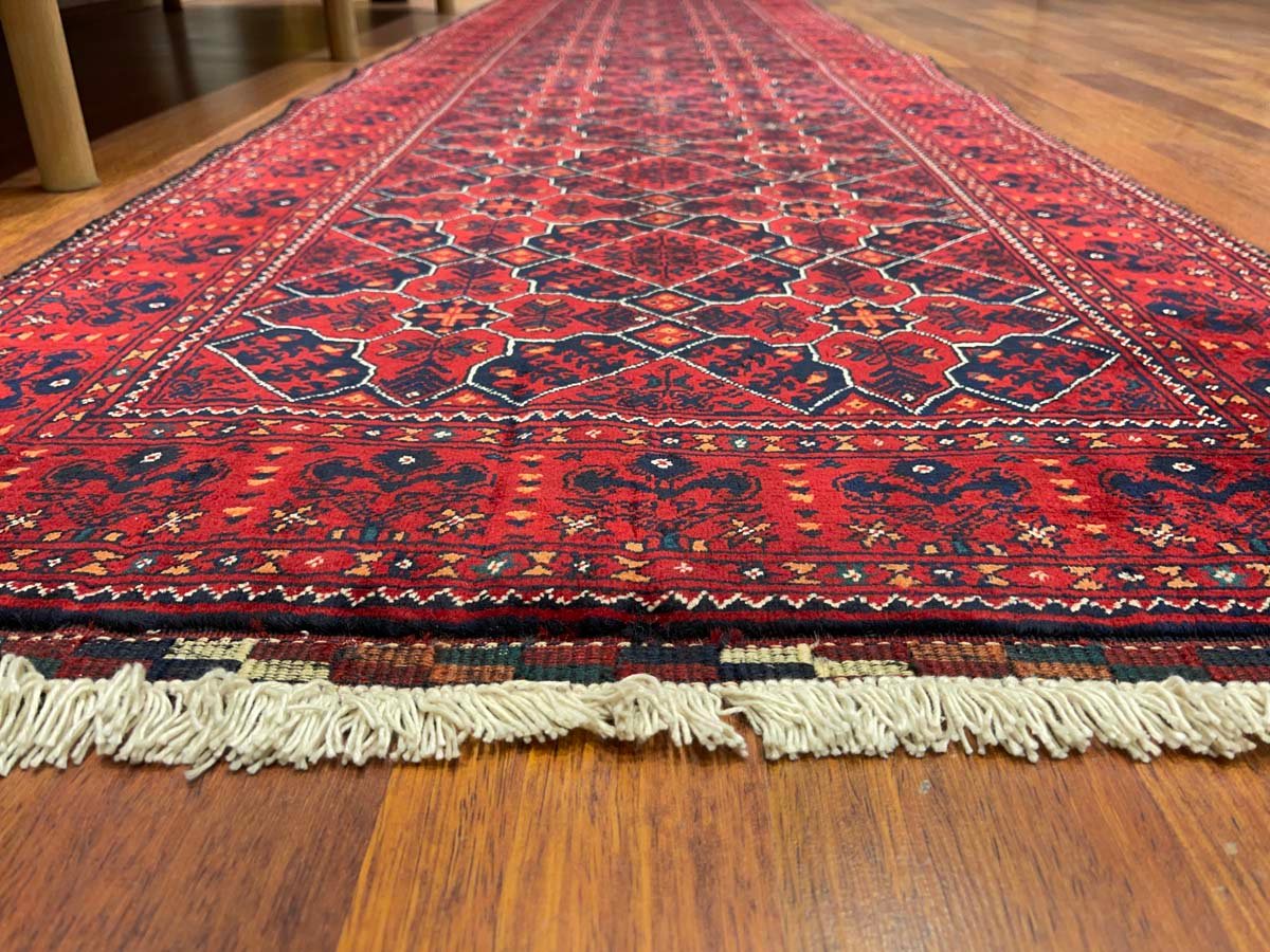 El Dokuma Afgan Bilicik İnce Dokuma Yün Yolluk Halı (85x290 cm) - Görsel 8