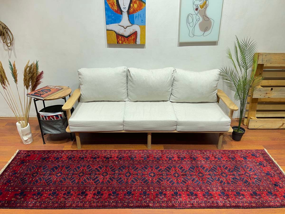 El Dokuma Afgan Bilicik İnce Dokuma Yün Yolluk Halı (80x285 cm) - Görsel 7