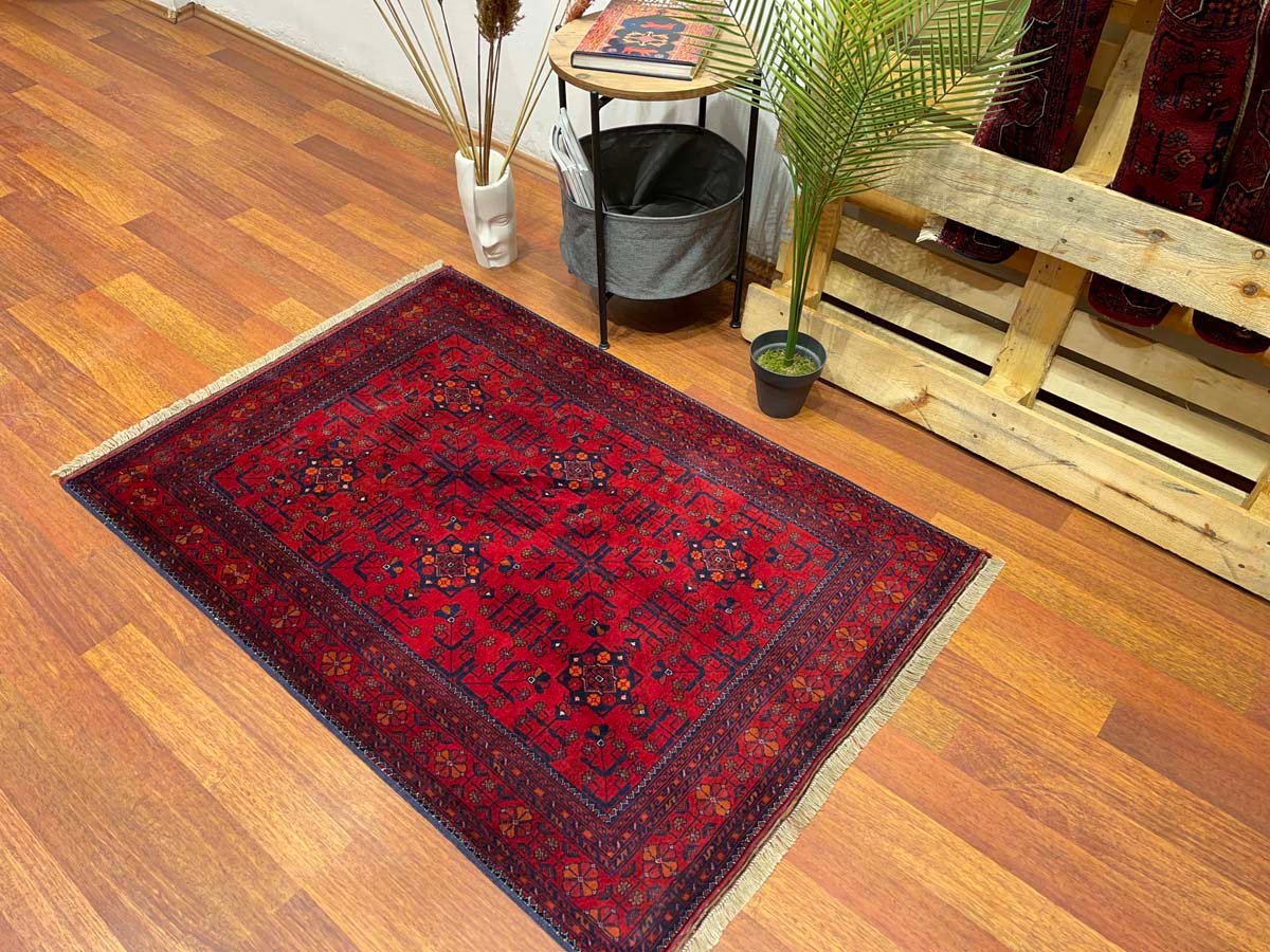 El Dokuma Afgan Bilicik İnce Dokuma Yün Halı (100x145 cm) - Görsel 3