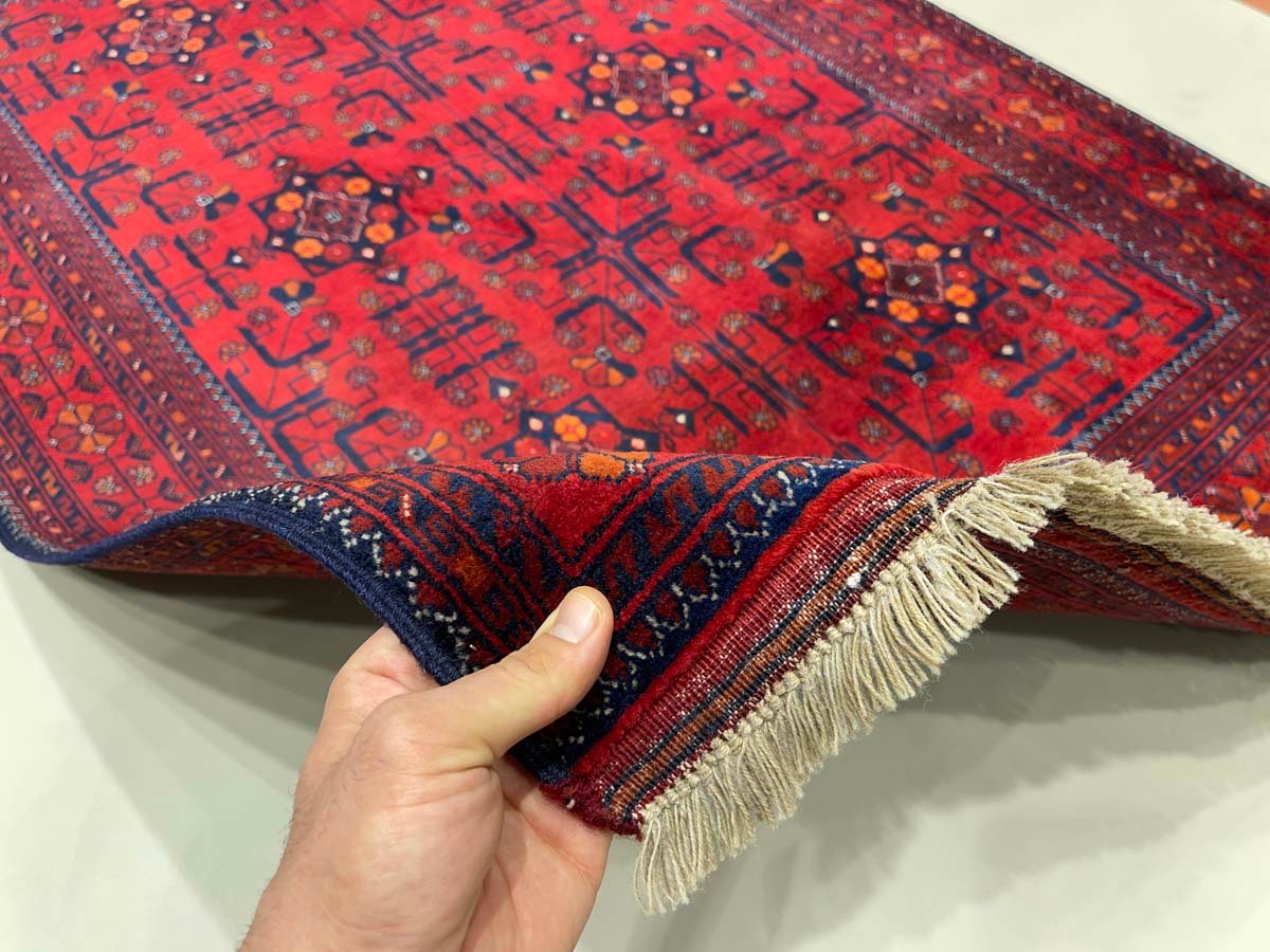 El Dokuma Afgan Bilicik İnce Dokuma Yün Halı (100x145 cm) - Görsel 5