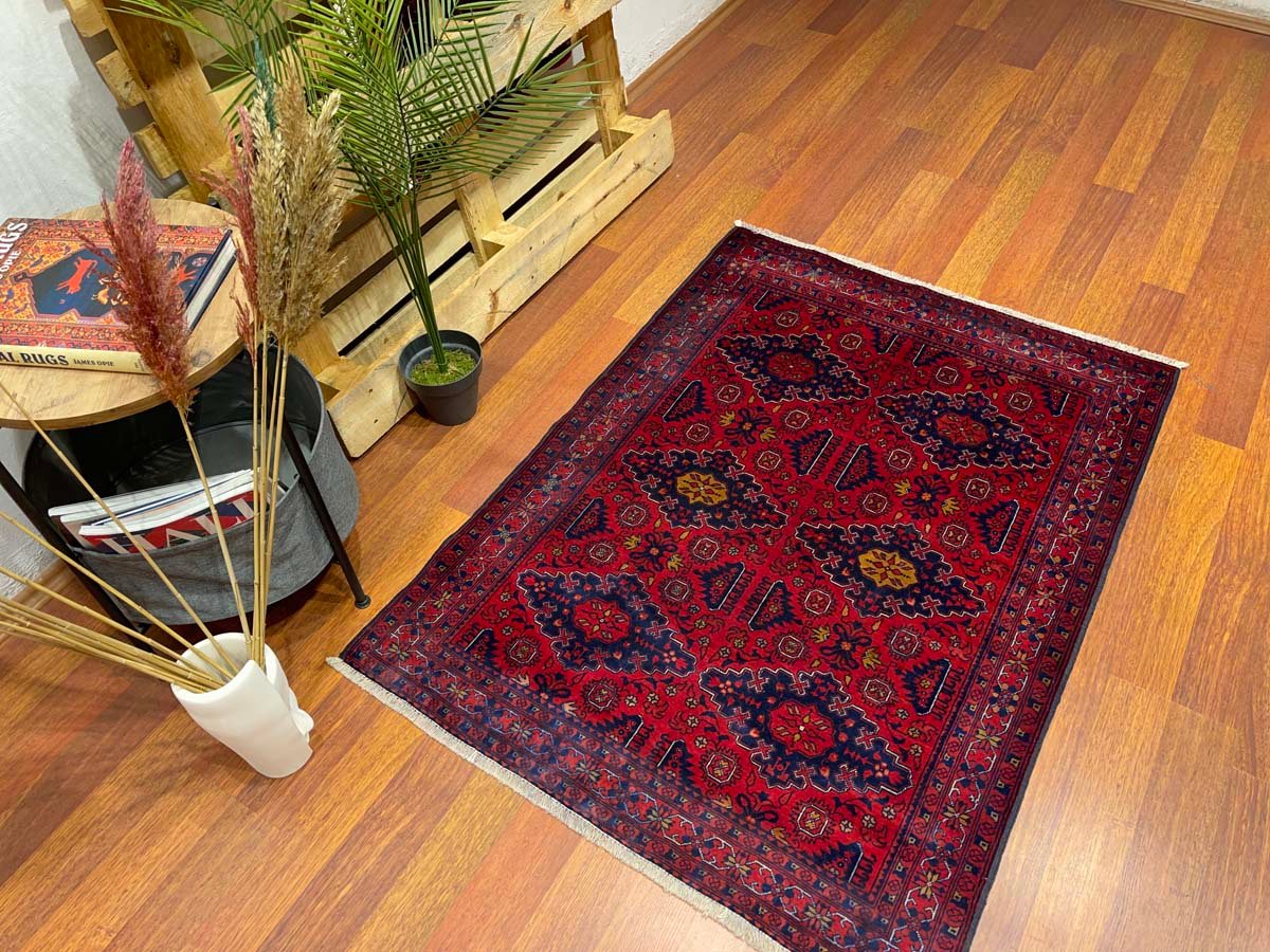 El Dokuma Afgan Bilicik İnce Dokuma Yün Halı (100x140 cm) - Görsel 3