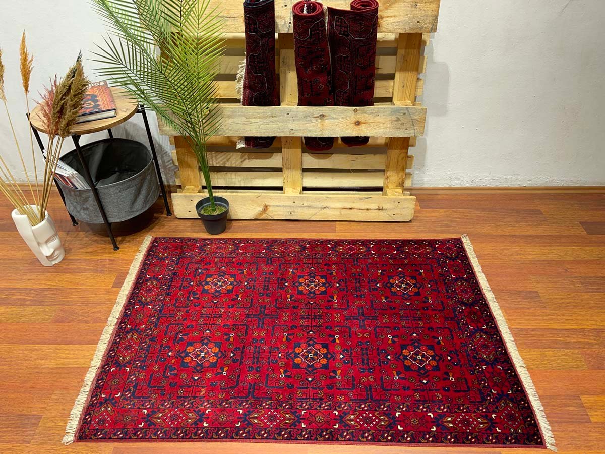El Dokuma Afgan Bilicik İnce Dokuma Yün Halı (100x150 cm) - Görsel 7