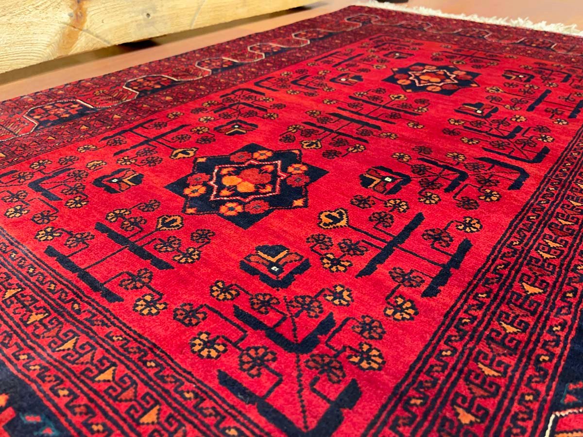El Dokuma Afgan Bilicik İnce Dokuma Yün Halı (80x120 cm) - Görsel 4