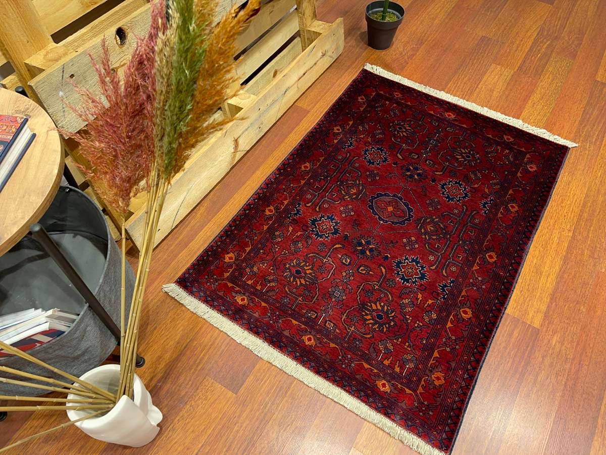 El Dokuma Afgan Bilicik İnce Dokuma Yün Halı (80x115 cm) - Görsel 3