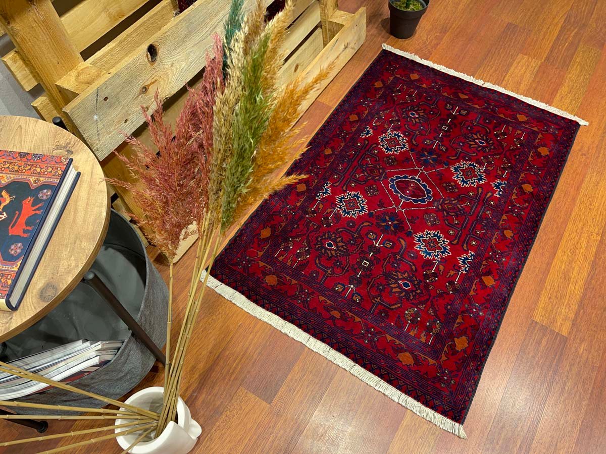 El Dokuma Afgan Bilicik İnce Dokuma Yün Halı (80x120 cm) - Görsel 3