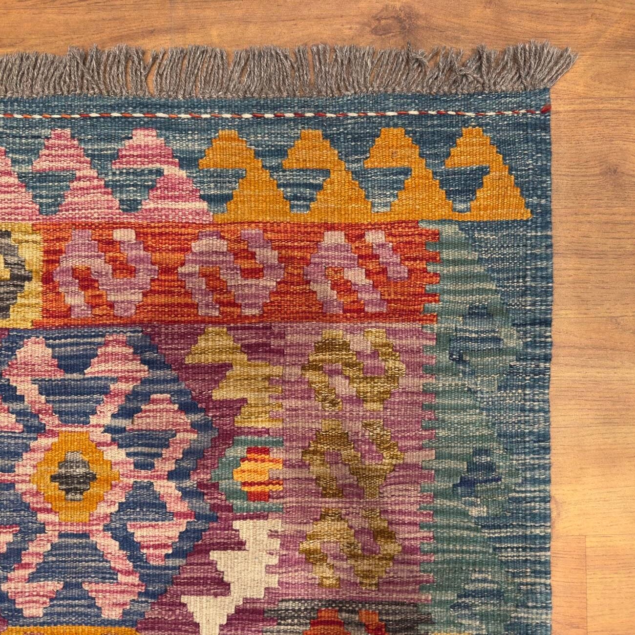 El Dokuma Renkli Yün Kilim (150x200 cm) - Görsel 2