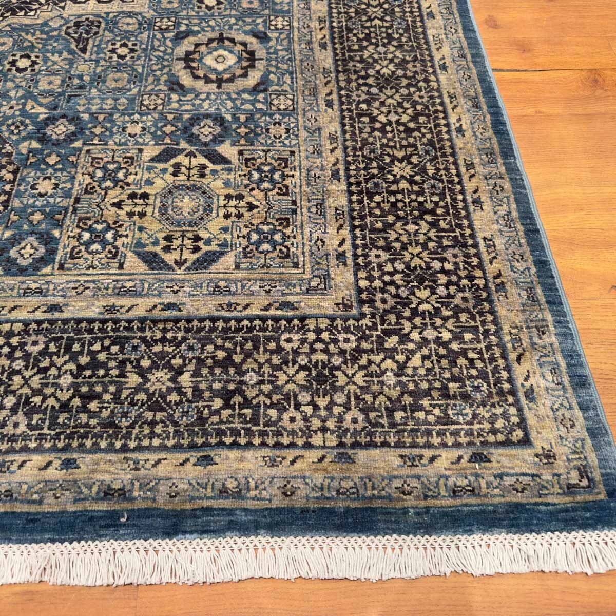 El Dokuma Premium Mavi Memlük Yün Halı (150x210 cm) - Görsel 8