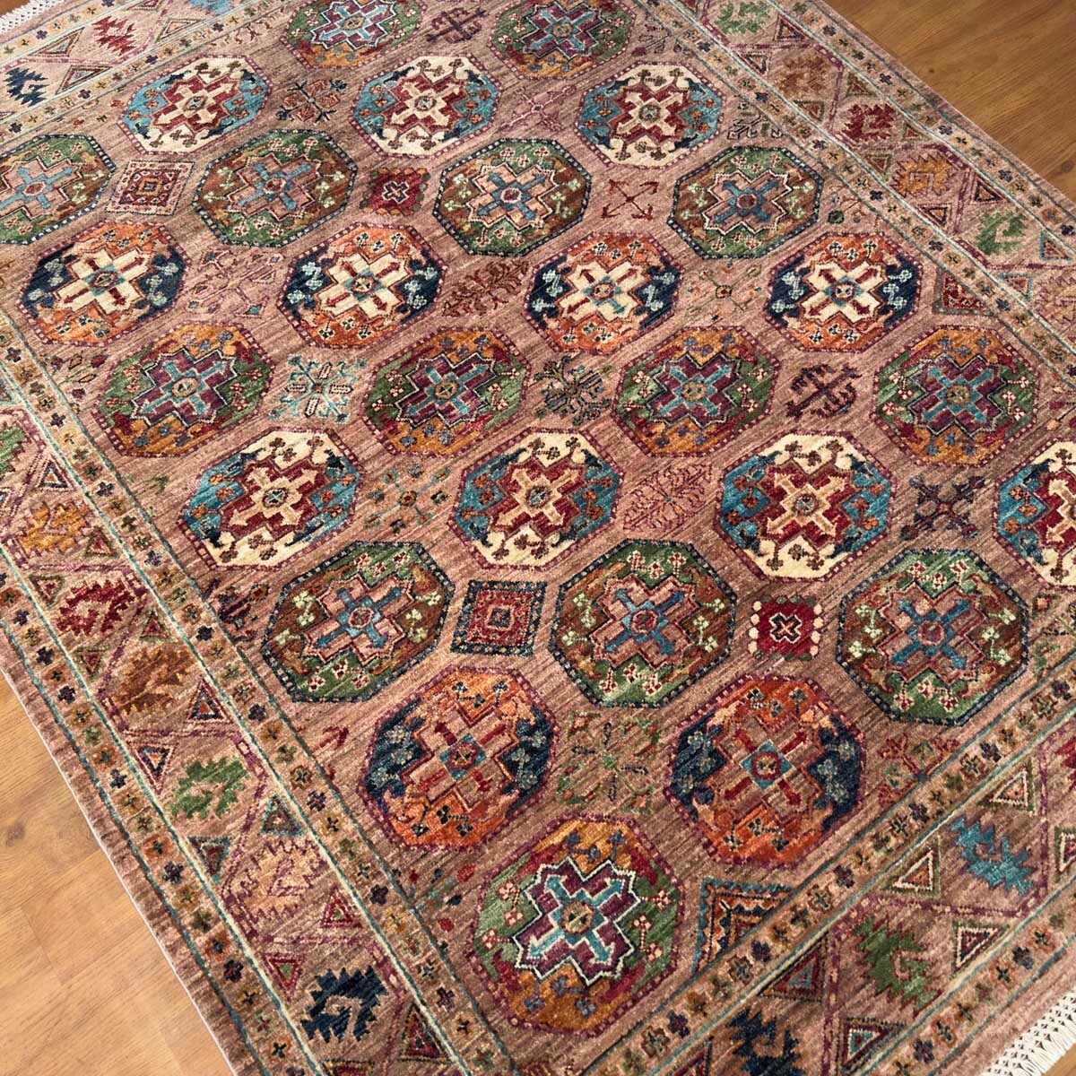 El Dokuma Ersari Türkmen Kabile Yün Halı (155x195 cm) - Görsel 8
