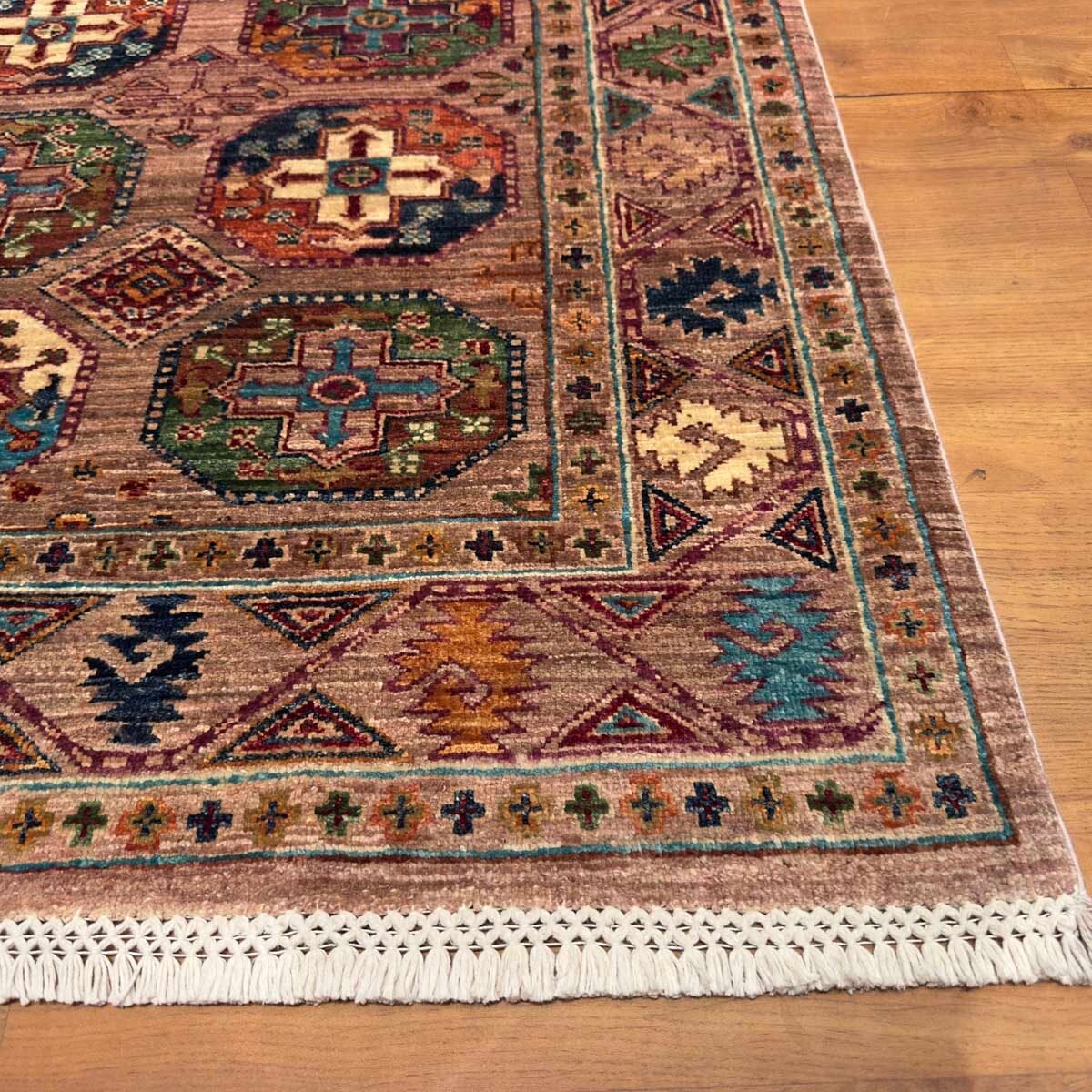 El Dokuma Ersari Türkmen Kabile Yün Halı (155x195 cm) - Görsel 9