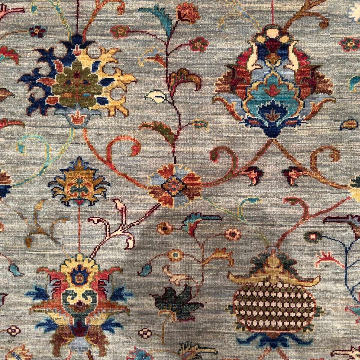 El Dokuma Gri Afgan Sultani Yün Halı (175x240 cm) - Görsel 2