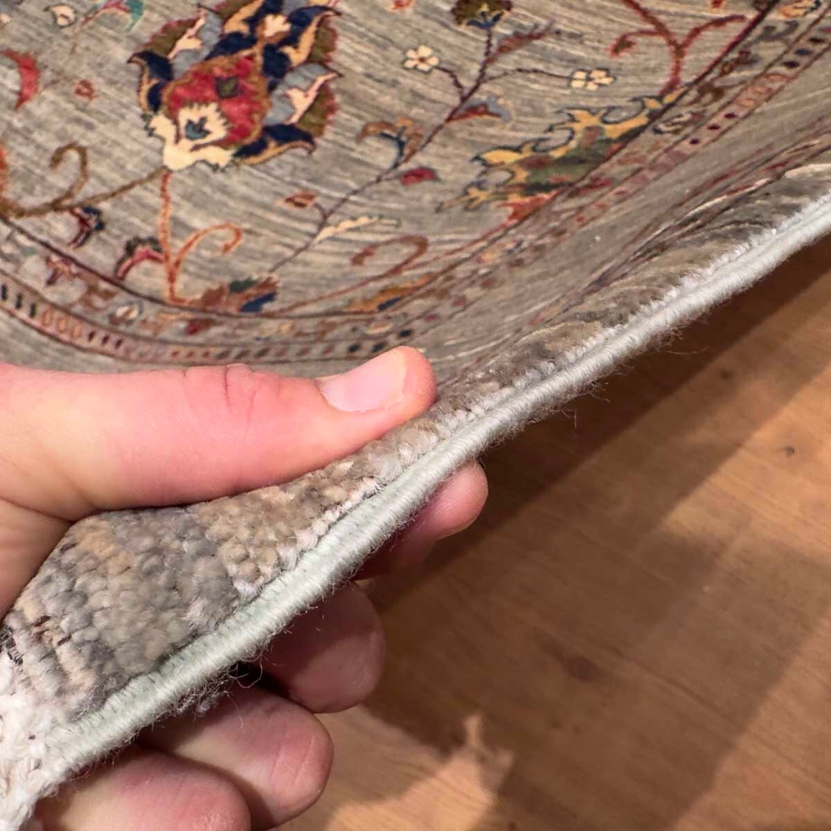 El Dokuma Gri Afgan Sultani Yün Halı (175x240 cm) - Görsel 10