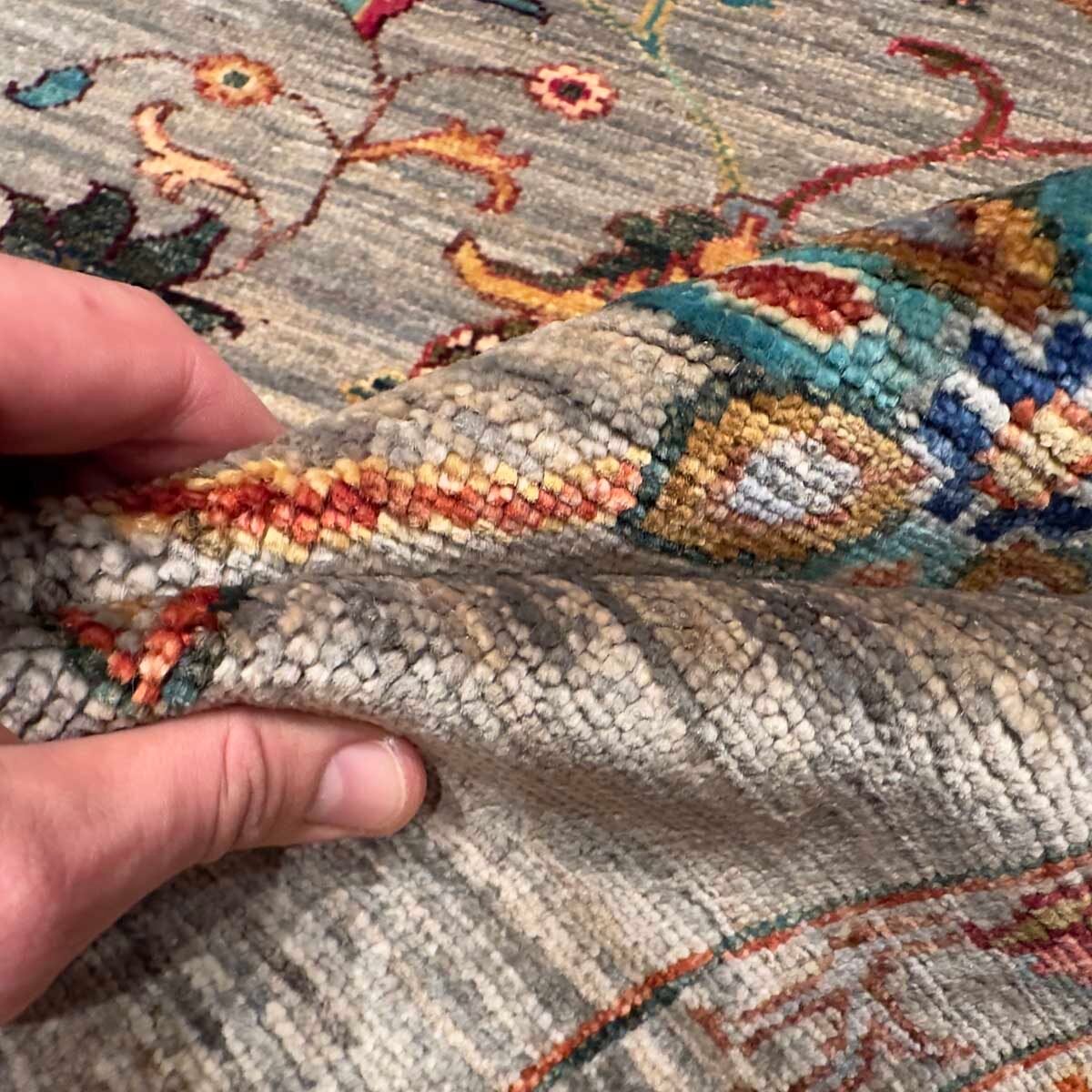 El Dokuma Gri Afgan Sultani Yün Halı (175x240 cm) - Görsel 3