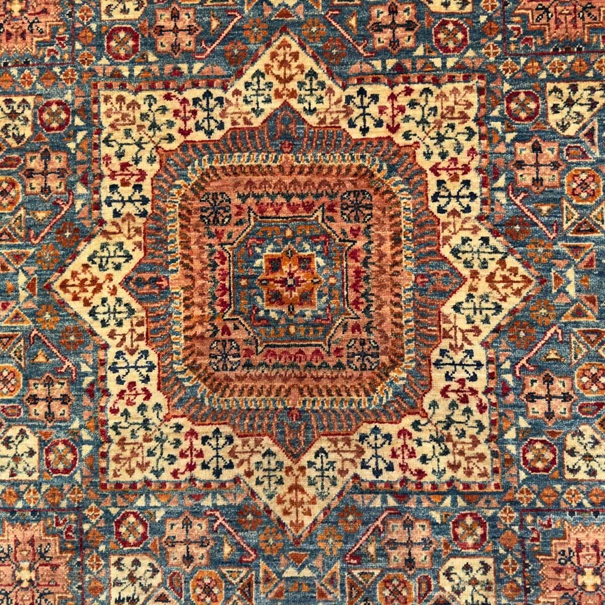 El Dokuma Mavi Memlük Yün Halı (175x245 cm) - Görsel 2