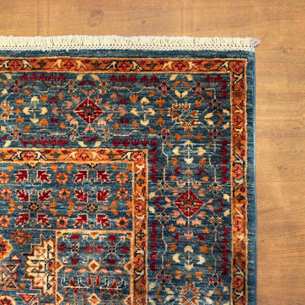 El Dokuma Mavi Memlük Yün Halı (175x245 cm) - Görsel 4