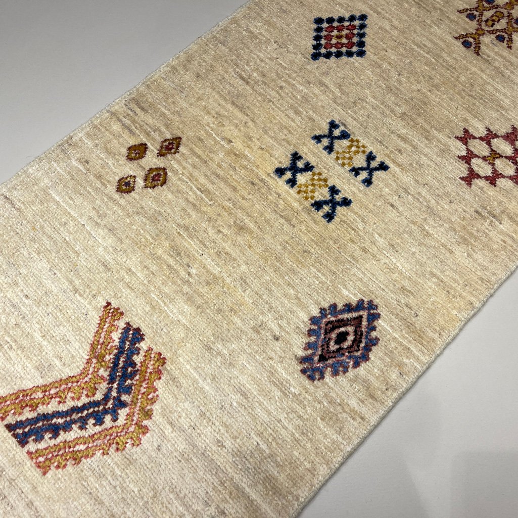 El Dokuma Bej Modern Yün Yolluk Halı (60x180 cm) - Görsel 4