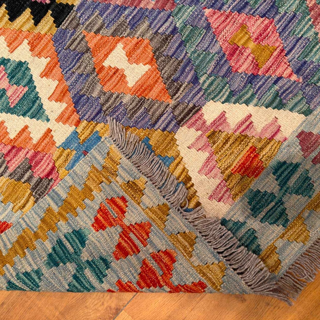 El Dokuma Anadolu Desenli Yün Kilim (150x190 cm) - Görsel 5