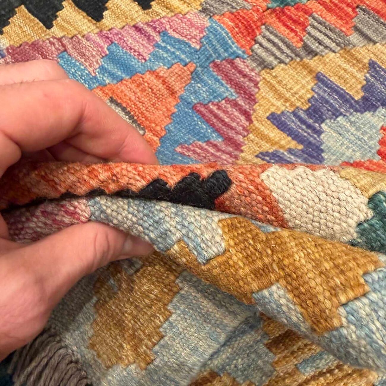 El Dokuma Anadolu Desenli Yün Kilim (150x190 cm) - Görsel 4