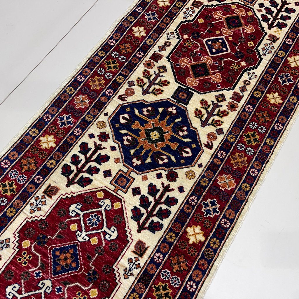El Dokuma Afgan Kabile Yün Yolluk Halı (85x390 cm) - Görsel 3