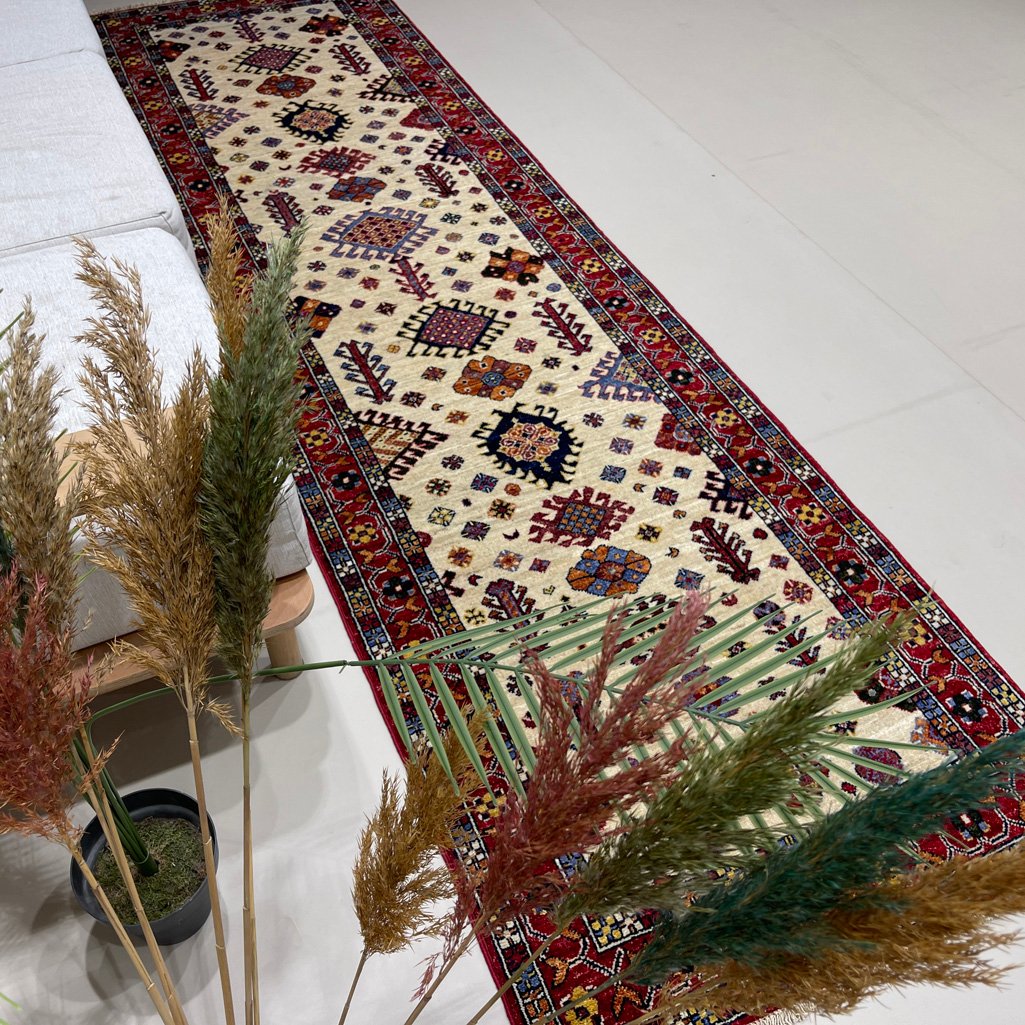 El Dokuma Kaşkai İran Yün Yolluk Halı (85x300 cm) - Görsel 4
