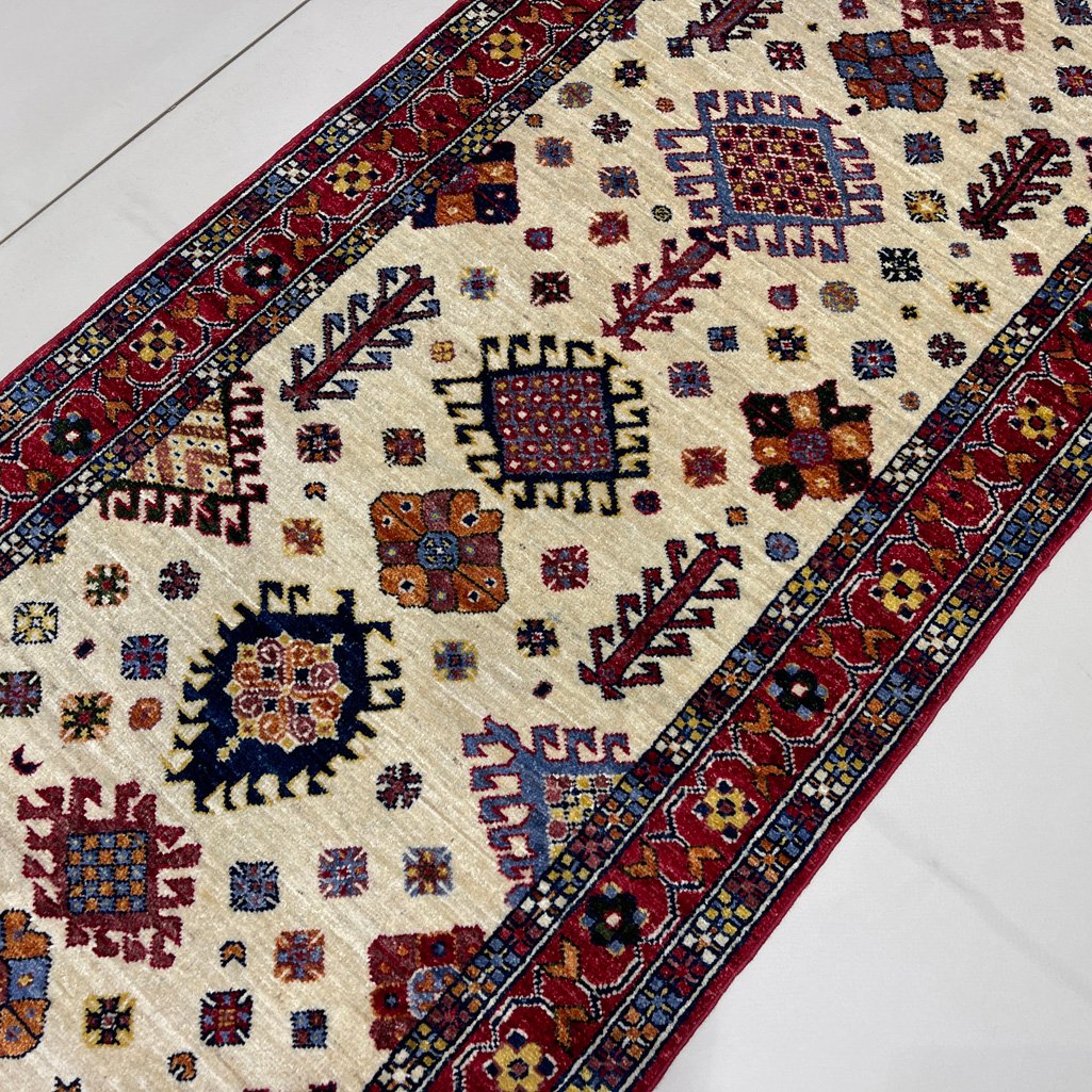 El Dokuma Kaşkai İran Yün Yolluk Halı (85x300 cm) - Görsel 8