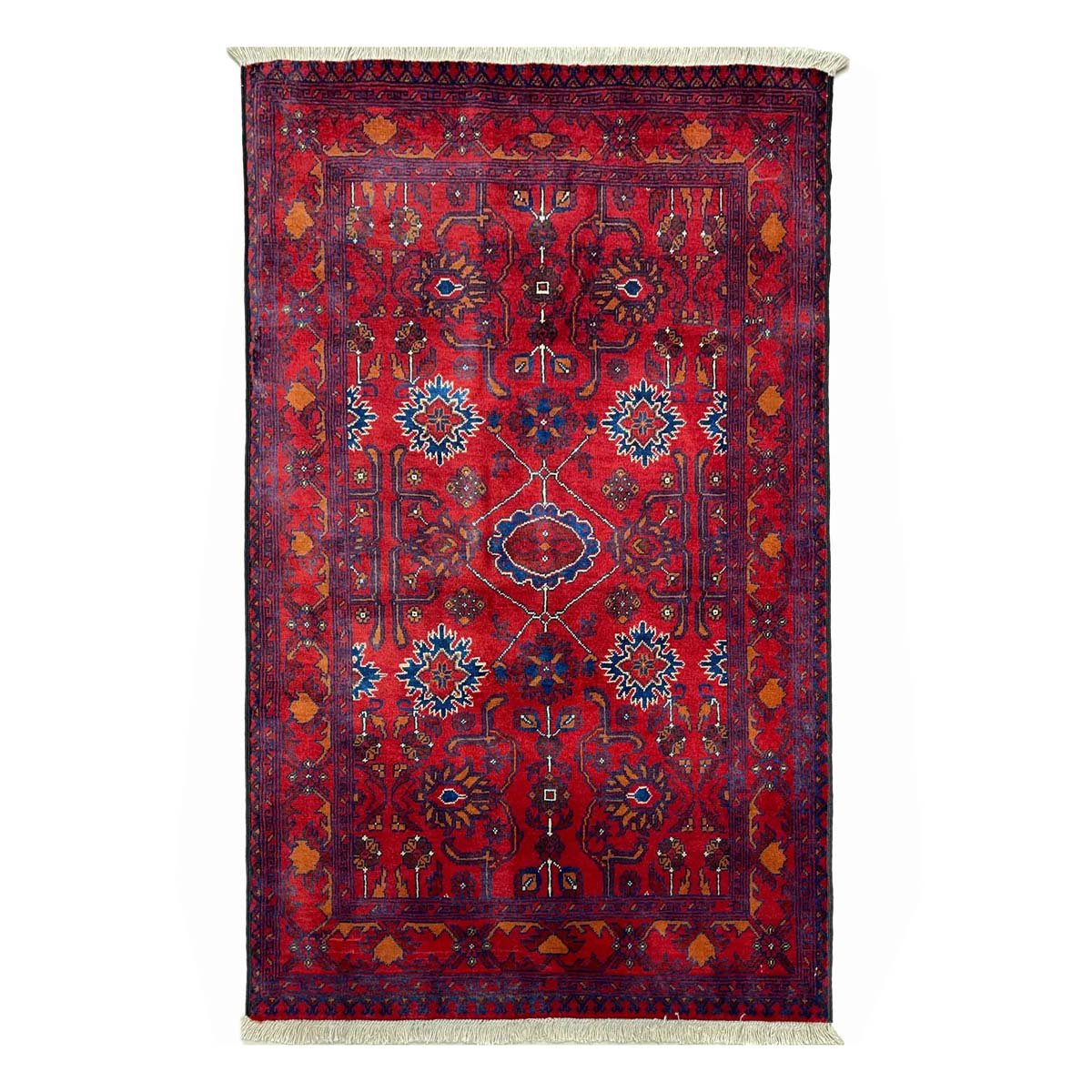 El Dokuma Afgan Bilicik İnce Dokuma Yün Halı (80x120 cm)