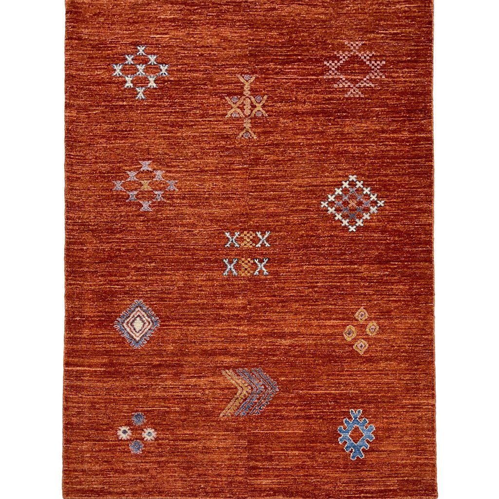El Dokuma Turuncu Modern Yün Halı (120x180 cm)