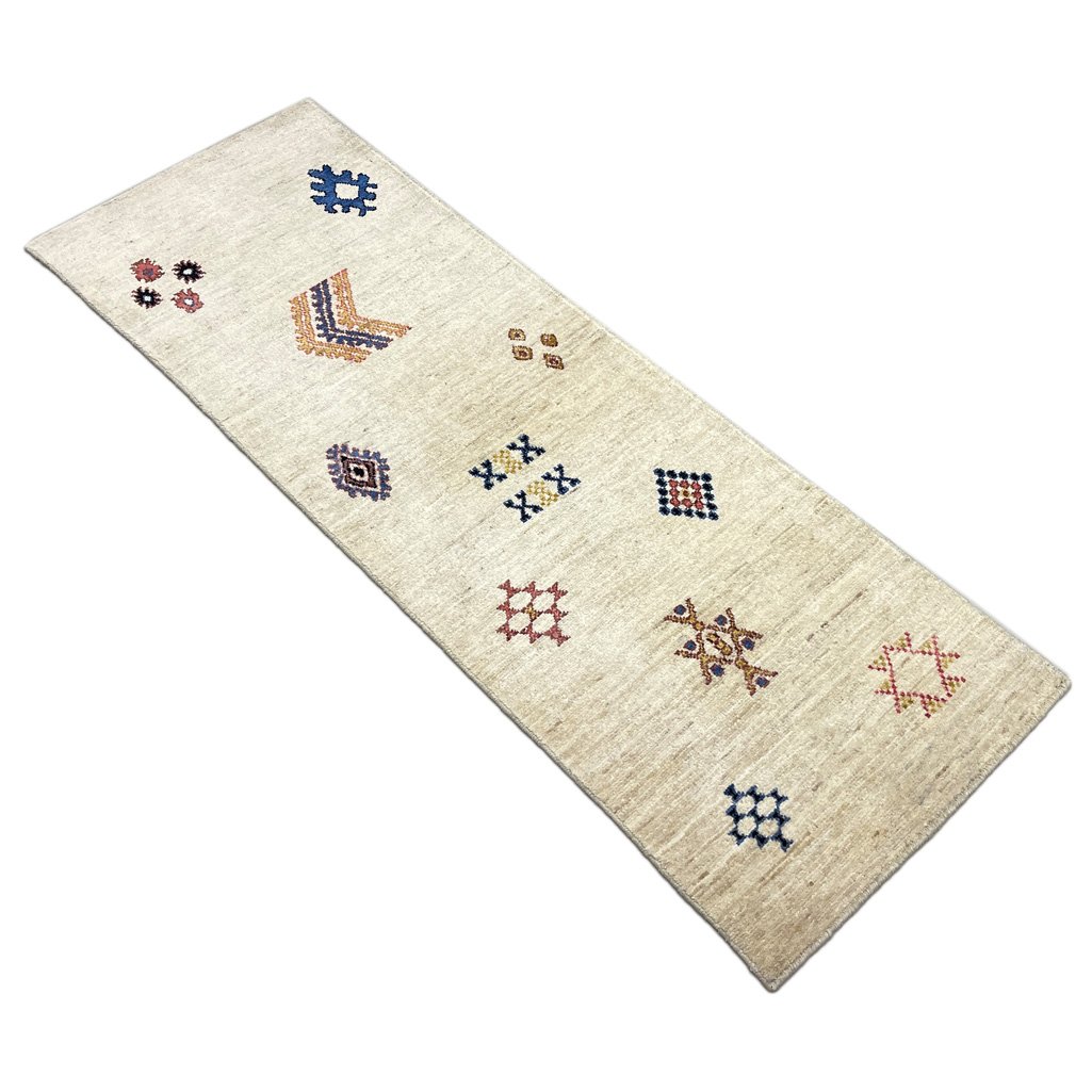 El Dokuma Bej Modern Yün Yolluk Halı (60x180 cm) - Görsel 5