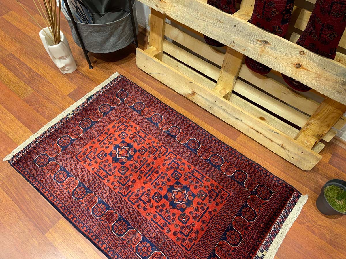El Dokuma Afgan Bilicik İnce Dokuma Yün Halı (80x120 cm) - Görsel 6