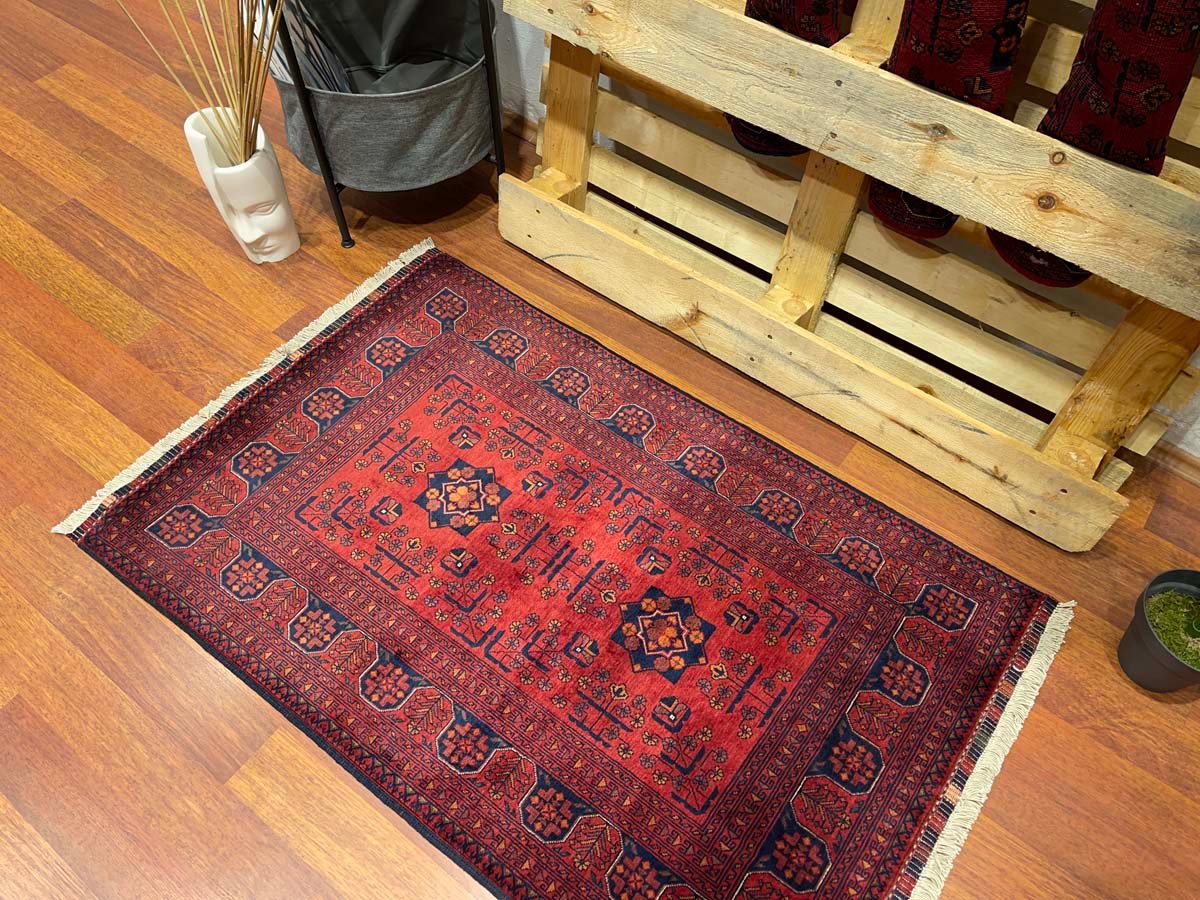 El Dokuma Afgan Bilicik İnce Dokuma Yün Halı (80x125 cm) - Görsel 2
