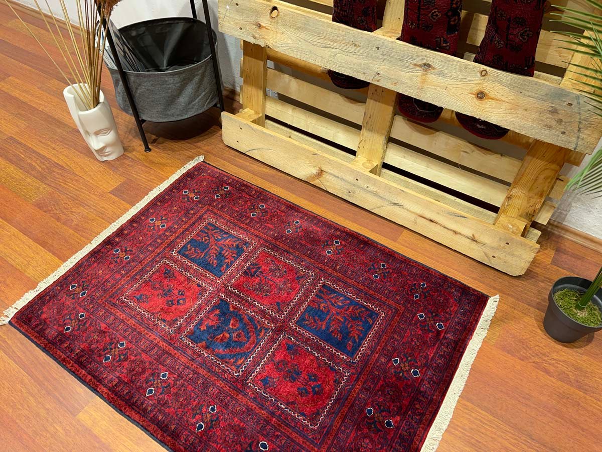 El Dokuma Afgan Bahtiyar Bilicik İnce Dokuma Yün Halı (85x115 cm) - Görsel 5