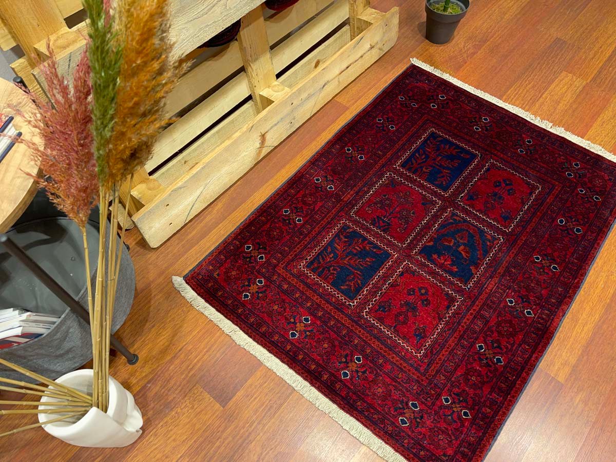 El Dokuma Afgan Bahtiyar Bilicik İnce Dokuma Yün Halı (85x115 cm) - Görsel 2