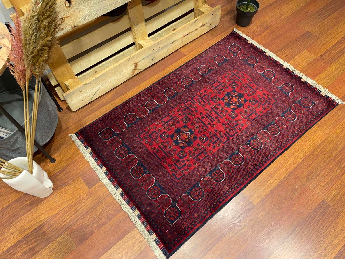 El Dokuma Afgan Bilicik İnce Dokuma Yün Halı (80x130 cm) - Görsel 3