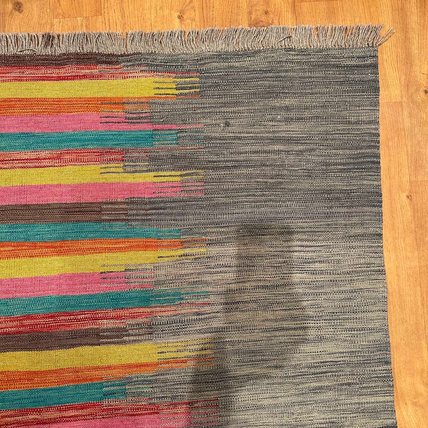 El Dokuma Renkli Modern Yün Kilim (200x300 cm) - Görsel 8