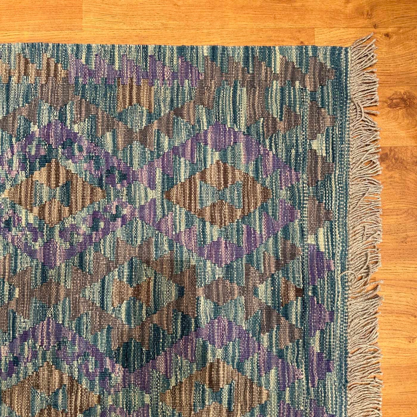 El Dokuma Kare Anadolu Desenli Yün Kilim (200x200 cm) - Görsel 7