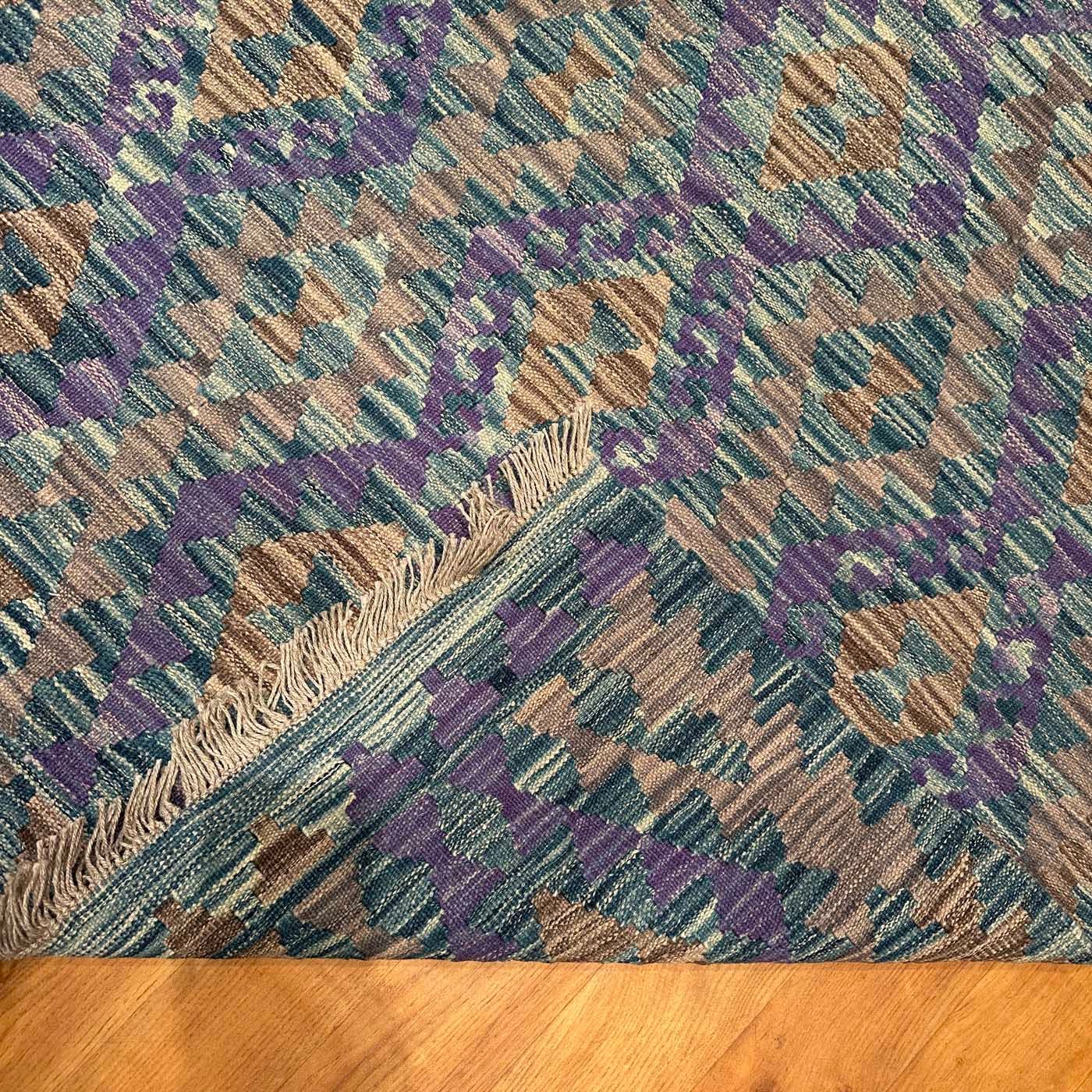 El Dokuma Kare Anadolu Desenli Yün Kilim (200x200 cm) - Görsel 4