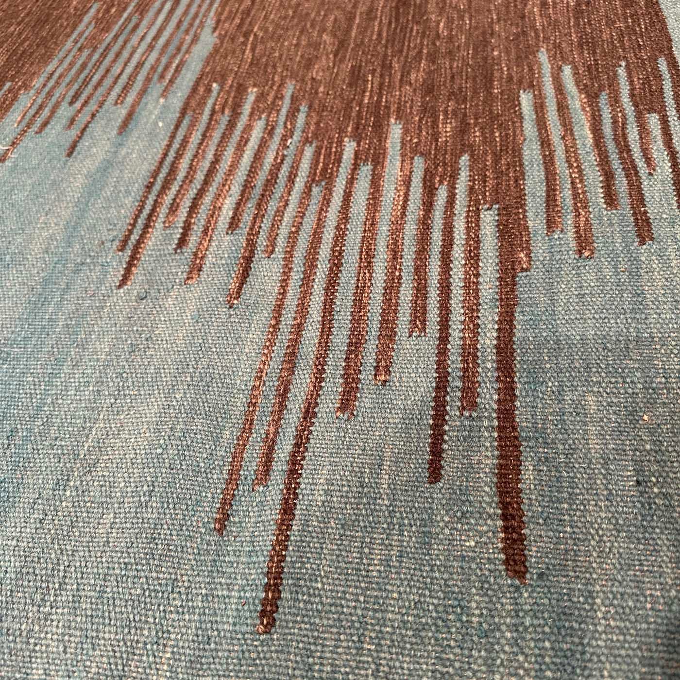 El Dokuma Turkuaz Modern Yün Kilim (200x295 cm) - Görsel 3