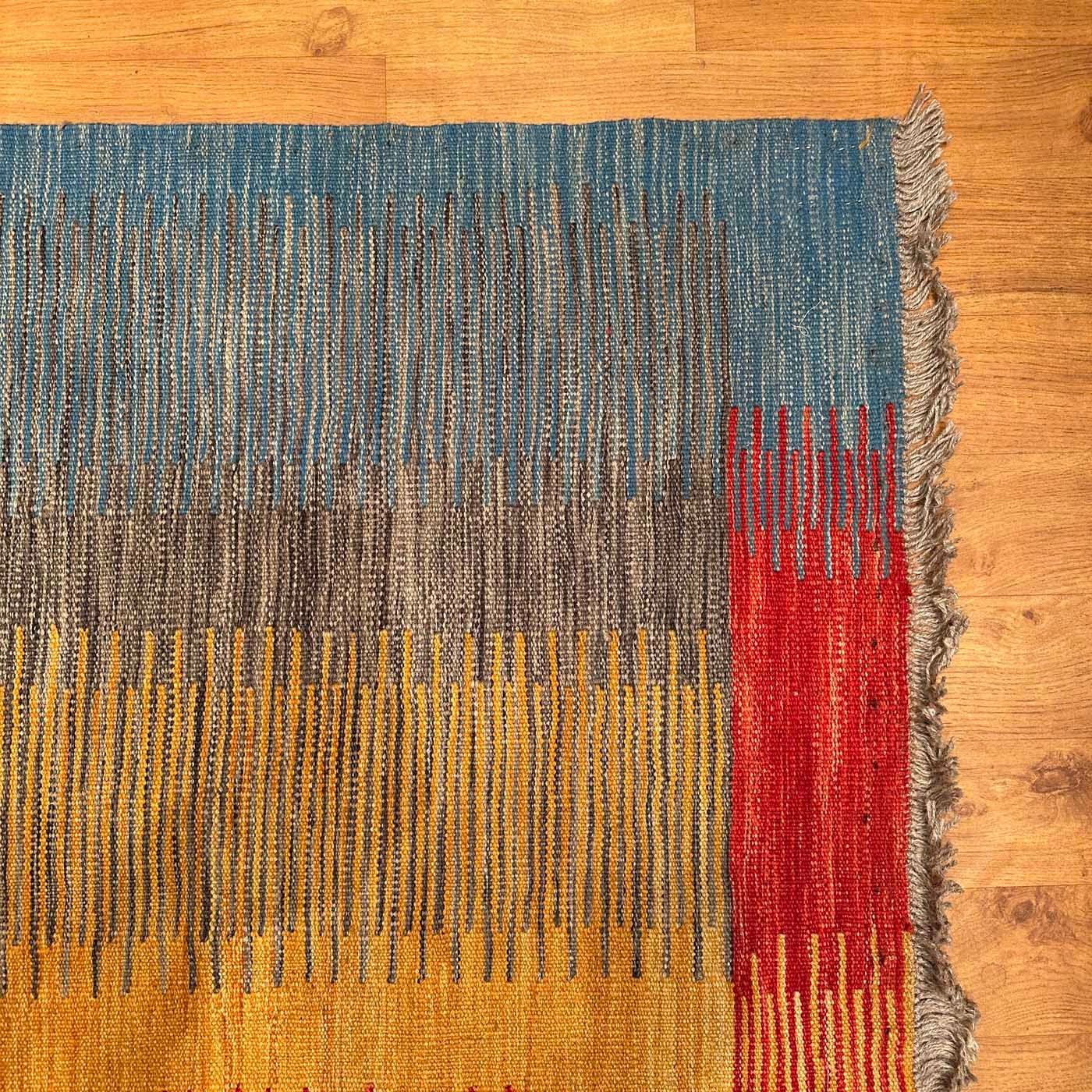 El Dokuma Renkli Modern Yün Kilim (195x300 cm) - Görsel 4