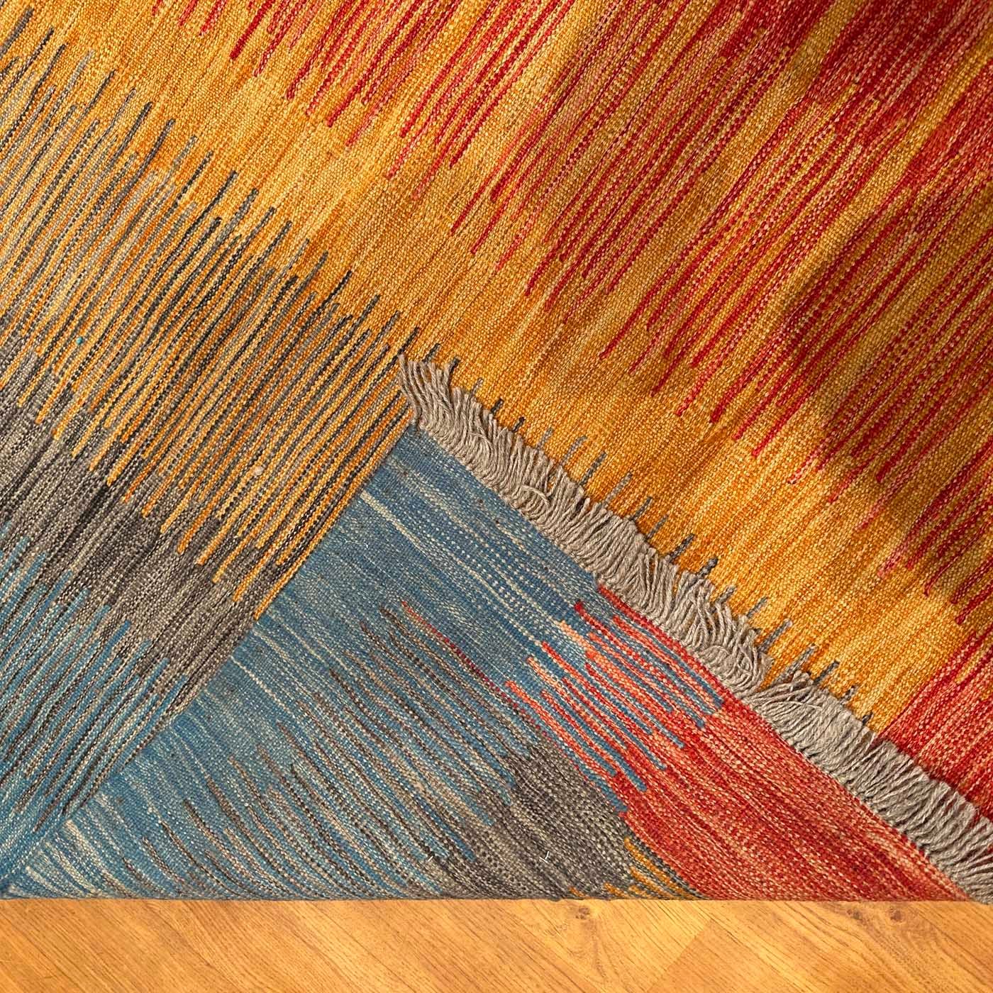 El Dokuma Renkli Modern Yün Kilim (195x300 cm) - Görsel 5