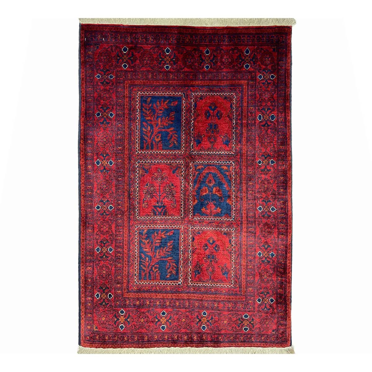 El Dokuma Afgan Bahtiyar Bilicik İnce Dokuma Yün Halı (85x115 cm)