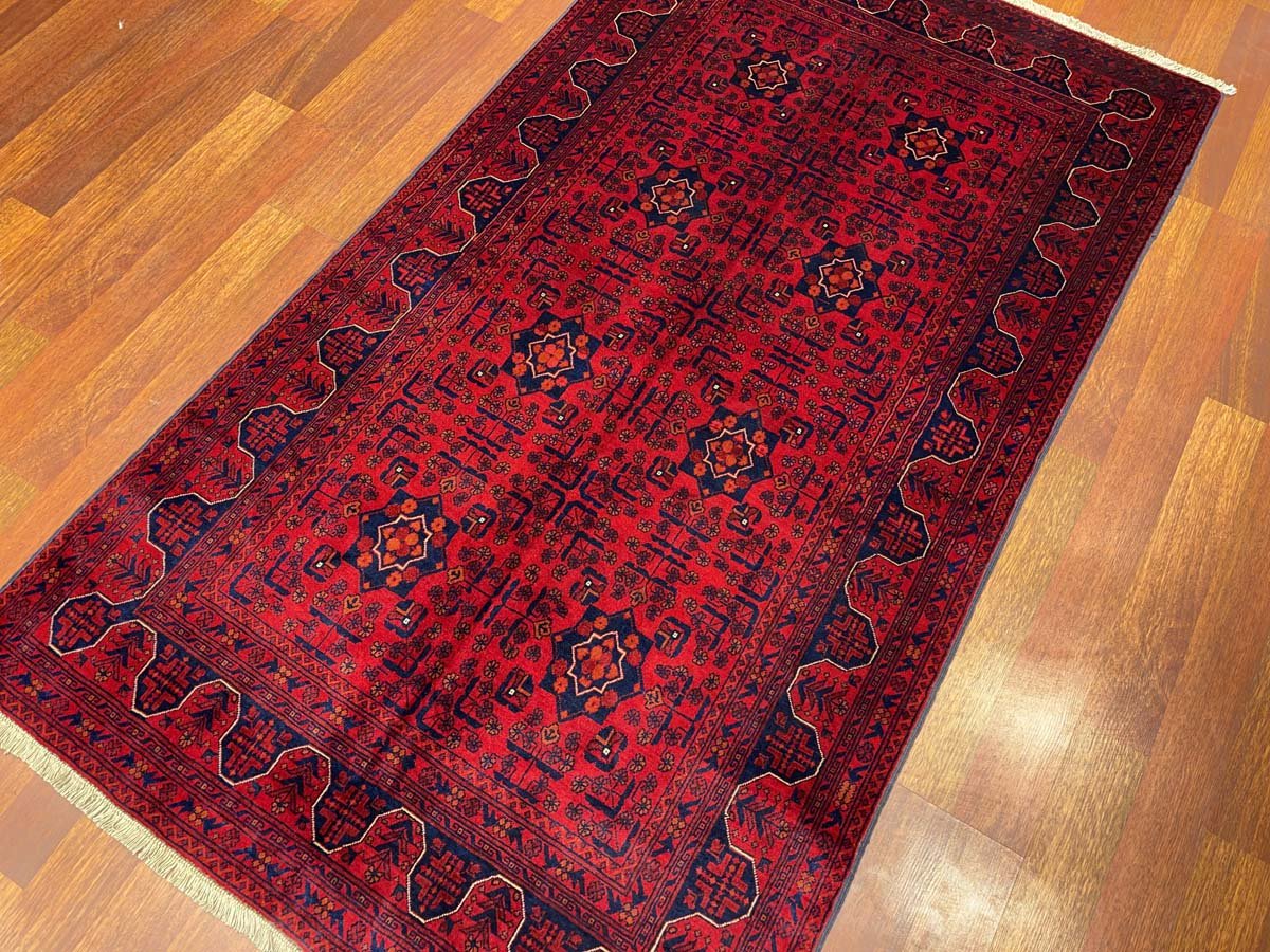 El Dokuma Kırmızı Afgan Bilicik Halı (115x205 cm) - Görsel 6